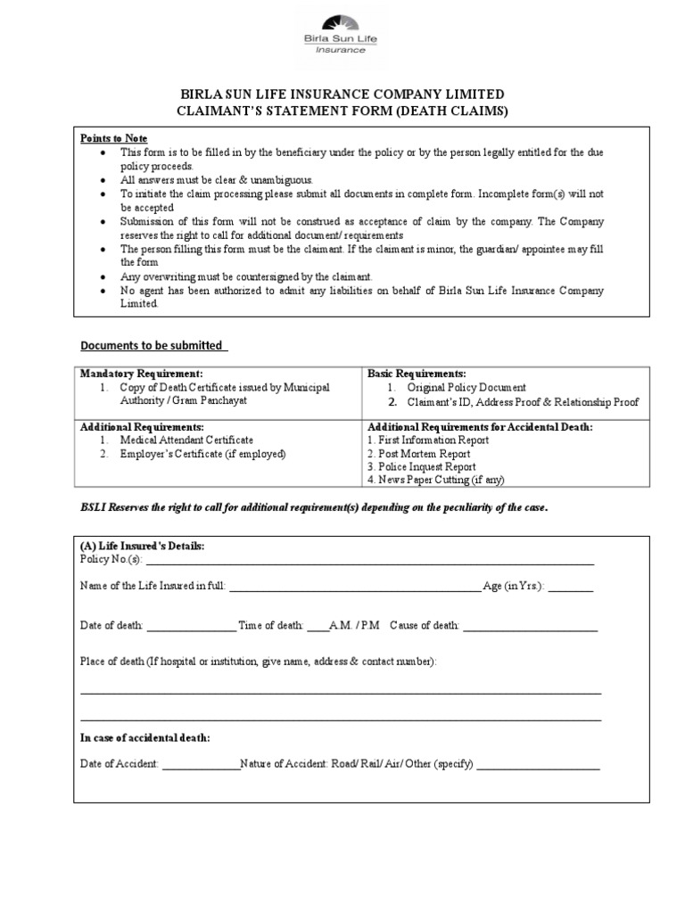 Claimant Statement With ETF Mandate Form | PDF | Annuity (American ...