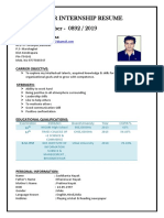 Mba Summer Internship Resume Reference Number - 0892 / 2019