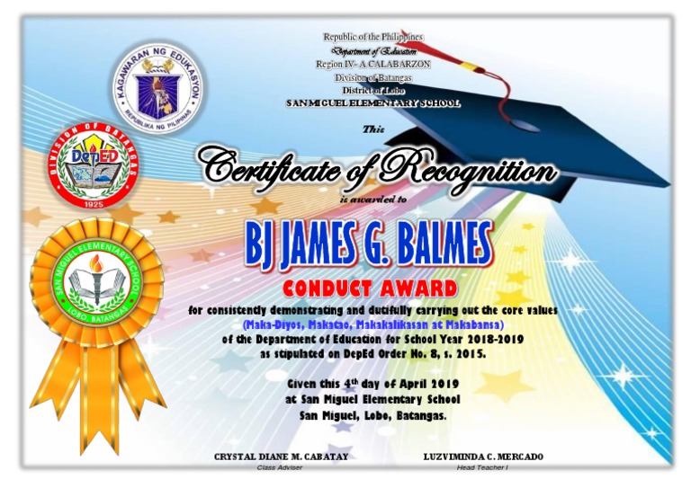 Certificate of Conduct 2019 Sample (CTTO) | PDF