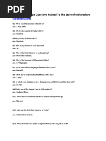 General Knowledge Questions Related To The State of Maharashtra