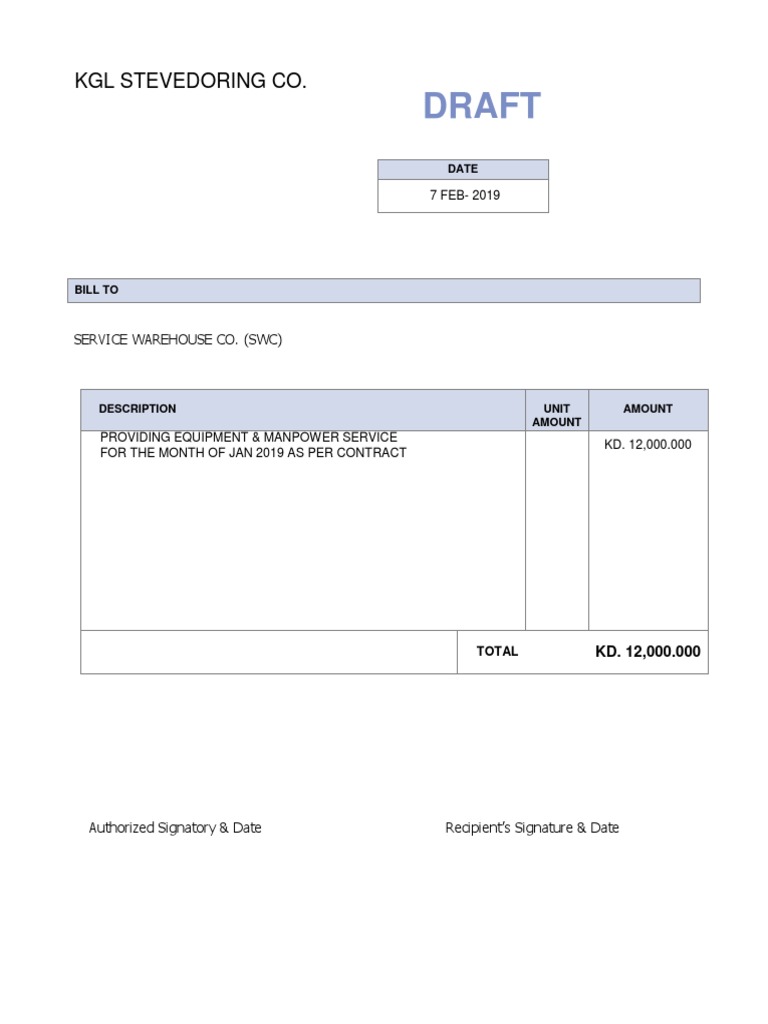 Draft: KGL Stevedoring Co | PDF