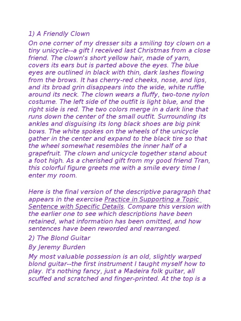 Guitar descriptive essay image