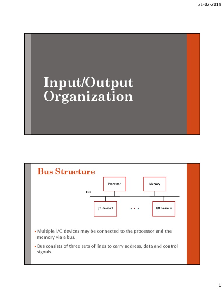 Input/Output Organization: Bus Structure | PDF | Input/Output | Central ...