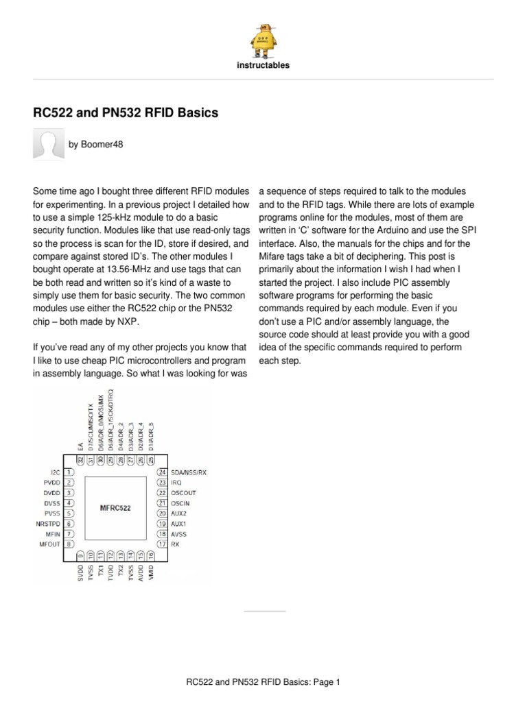 RC522 vs PN532 RFID Module Guide | PDF | Radio Frequency Identification ...