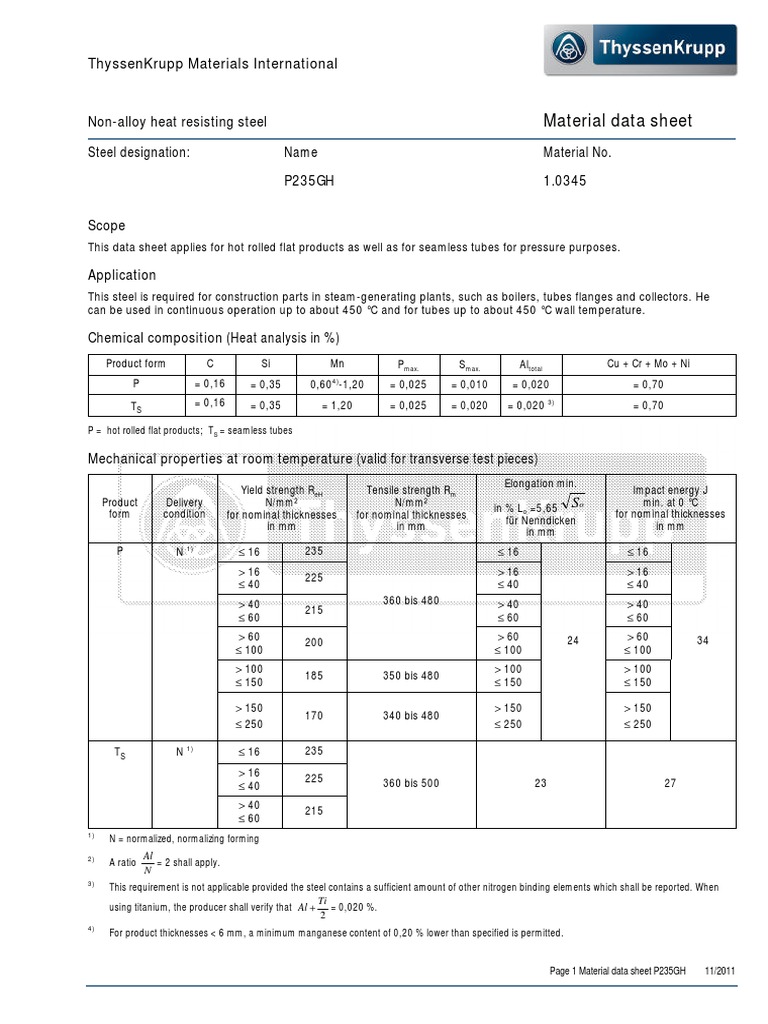 P235GH Engl PDF | PDF | Annealing (Metallurgy) | Welding