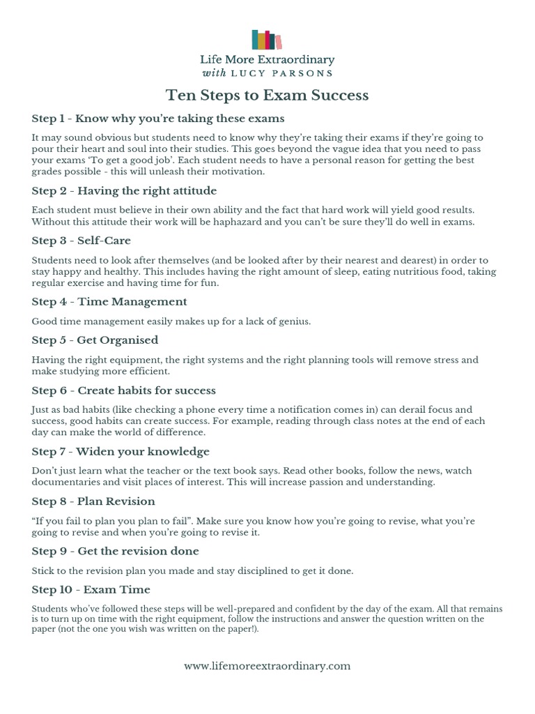 Ten Steps to Exam Success Guide | PDF | Career & Growth