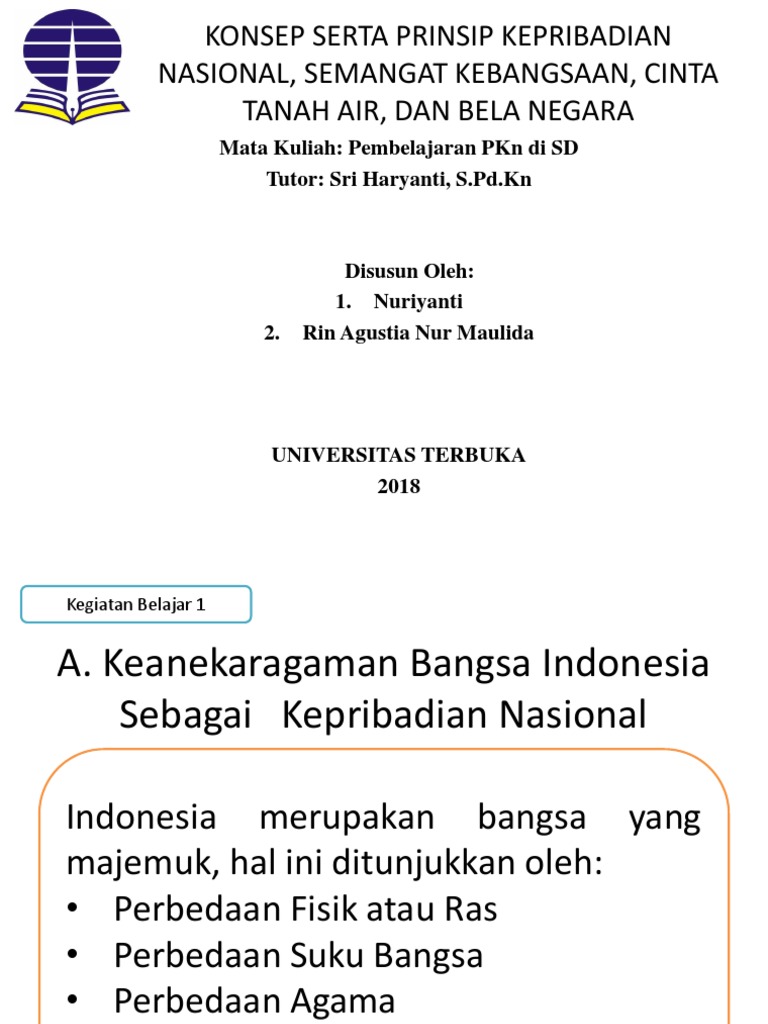 Konsep Serta Prinsip Kepribadian Nasional Semangat Kebangsaan