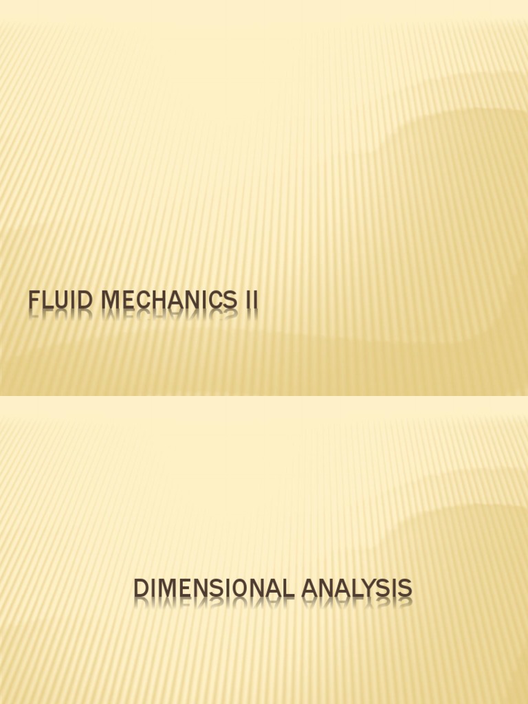 Dimensional Analysis in Fluid Mechanics | PDF | Mathematical Model ...