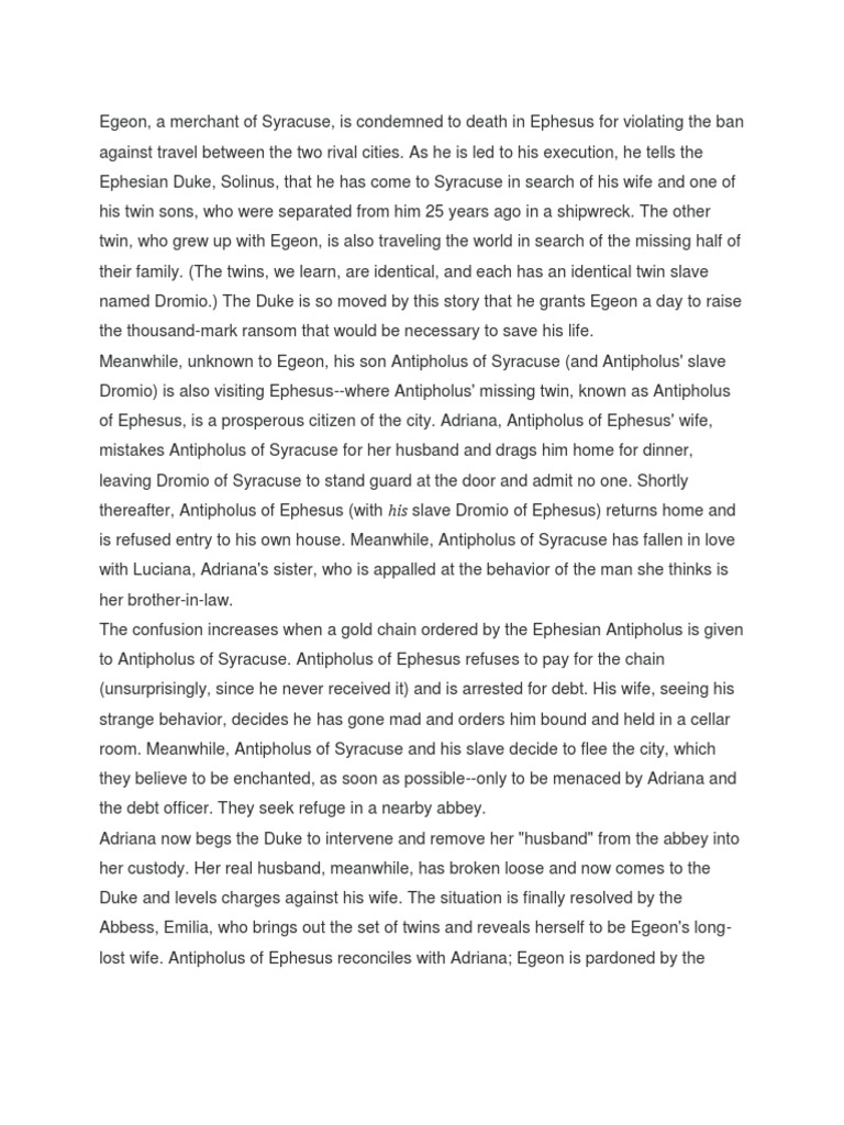 His Slave Dromio of Ephesus) Returns Home and | PDF | The Comedy Of Errors
