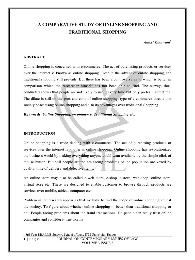 A Comparative Study of Online Shopping and Traditional Shopping | PDF ...