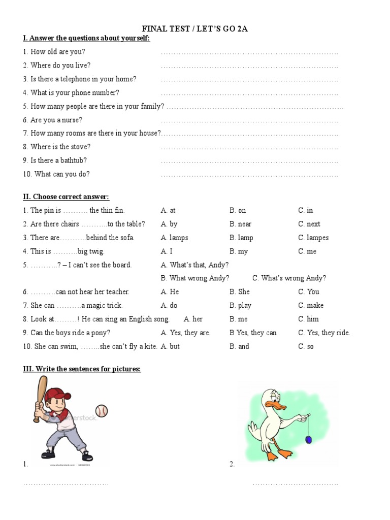 Revision For Final Semester Exam Let S Go 2a