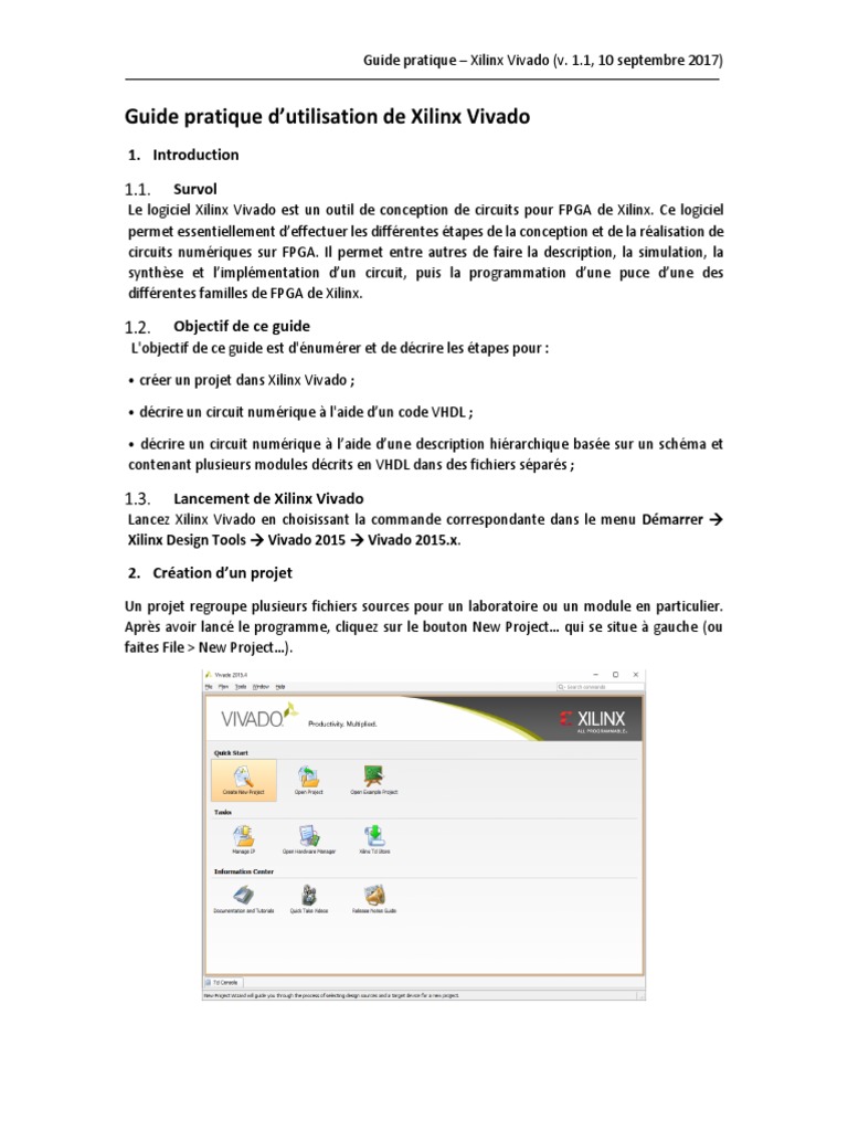 Guide pratique Xilinx Vivado 2017 | PDF | VHDL | Électronique numérique