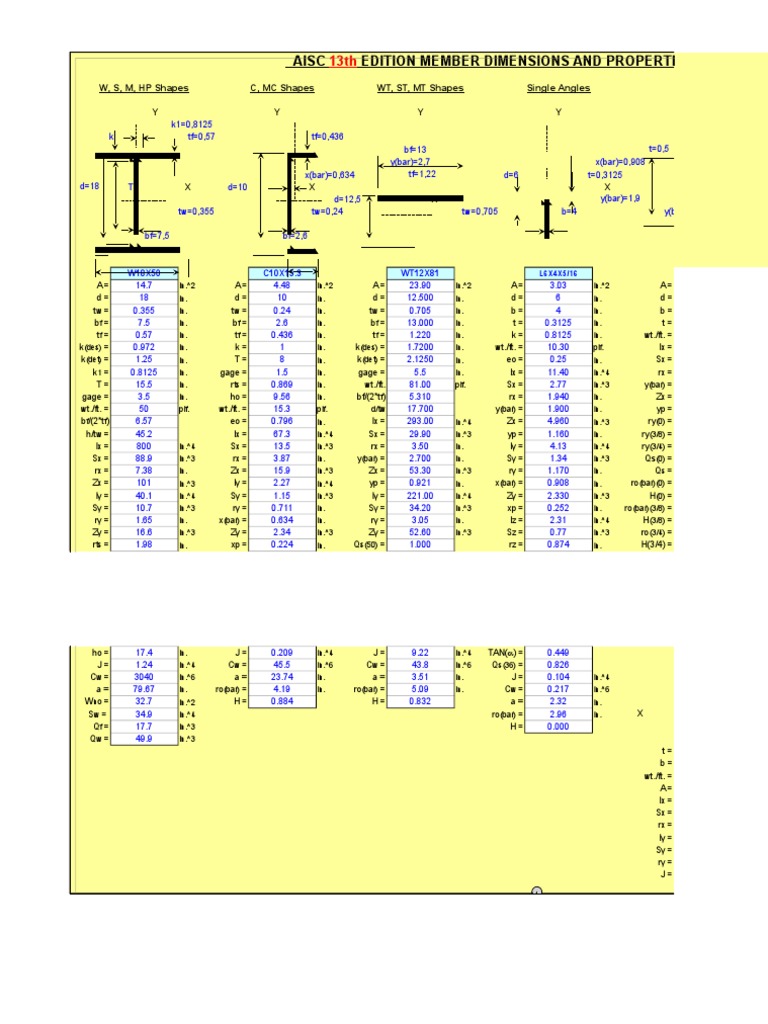 Aisc Edition Member Dimensions and Properties Viewer | PDF | Physical ...