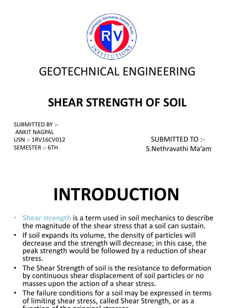 Geotechnical Engineering: Shear Strength of Soil | PDF | Strength Of ...