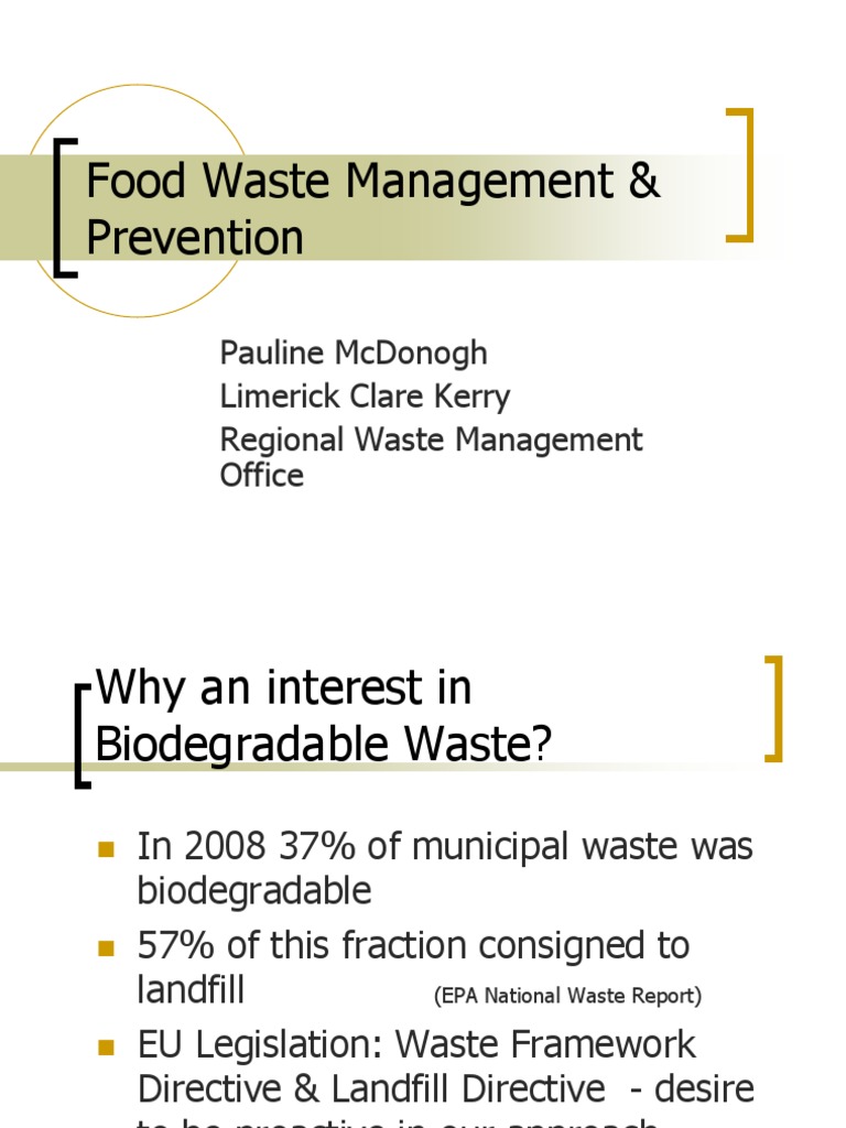Food Waste Managementprevention Final Pdf Biodegradation Waste