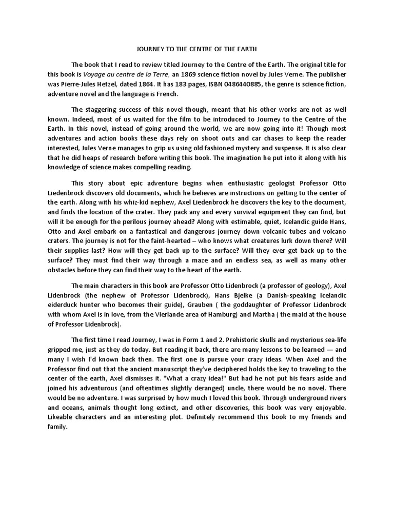 Journey To The Centre of The Earth PDF Journey To The Center Of The