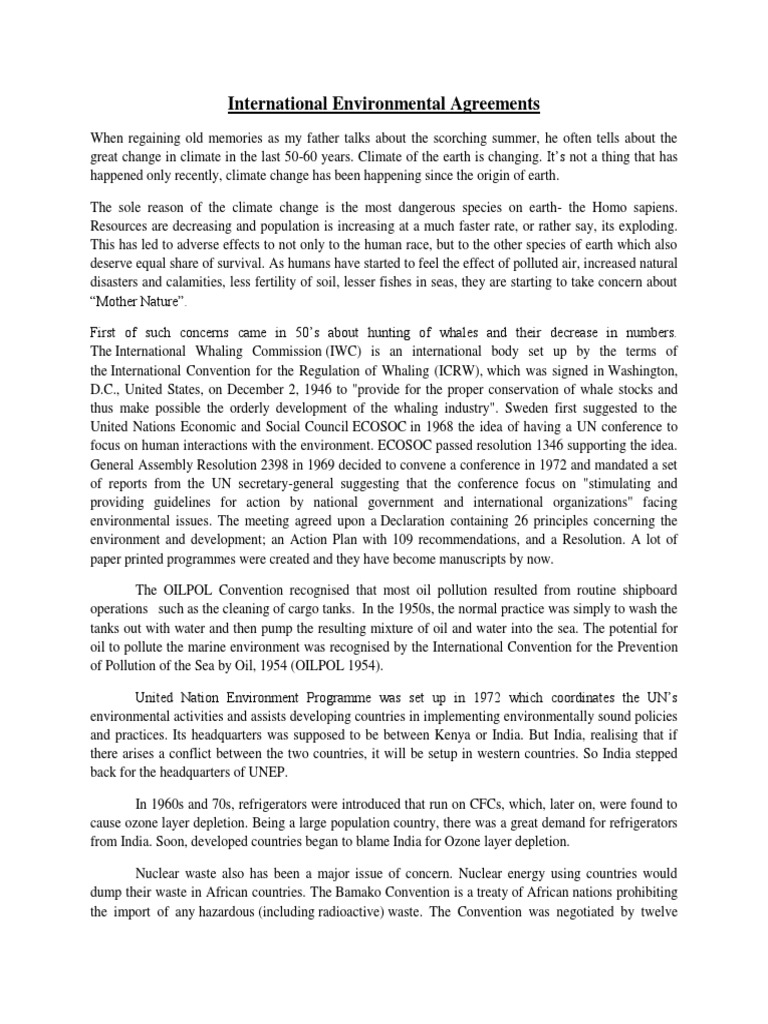 Global Environmental Agreements Overview | PDF | United Nations ...