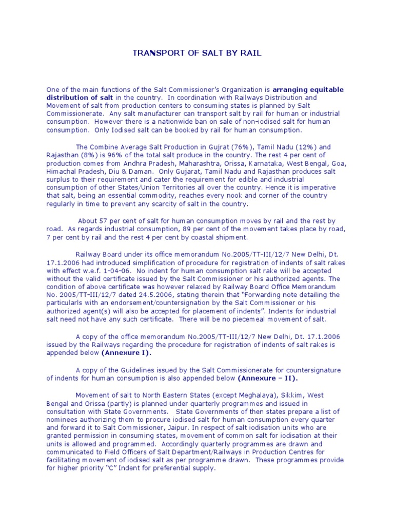 Rail Transport Guidelines for Salt | PDF | Specification (Technical ...
