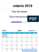 Calendario 2019 Días Mundiales