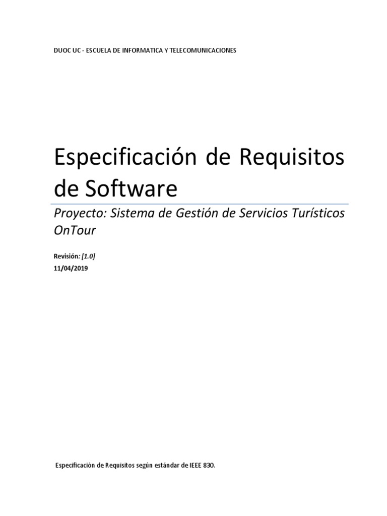 Especificación de Requisitos IEEE 830 | PDF | Interfaces gráficas de ...