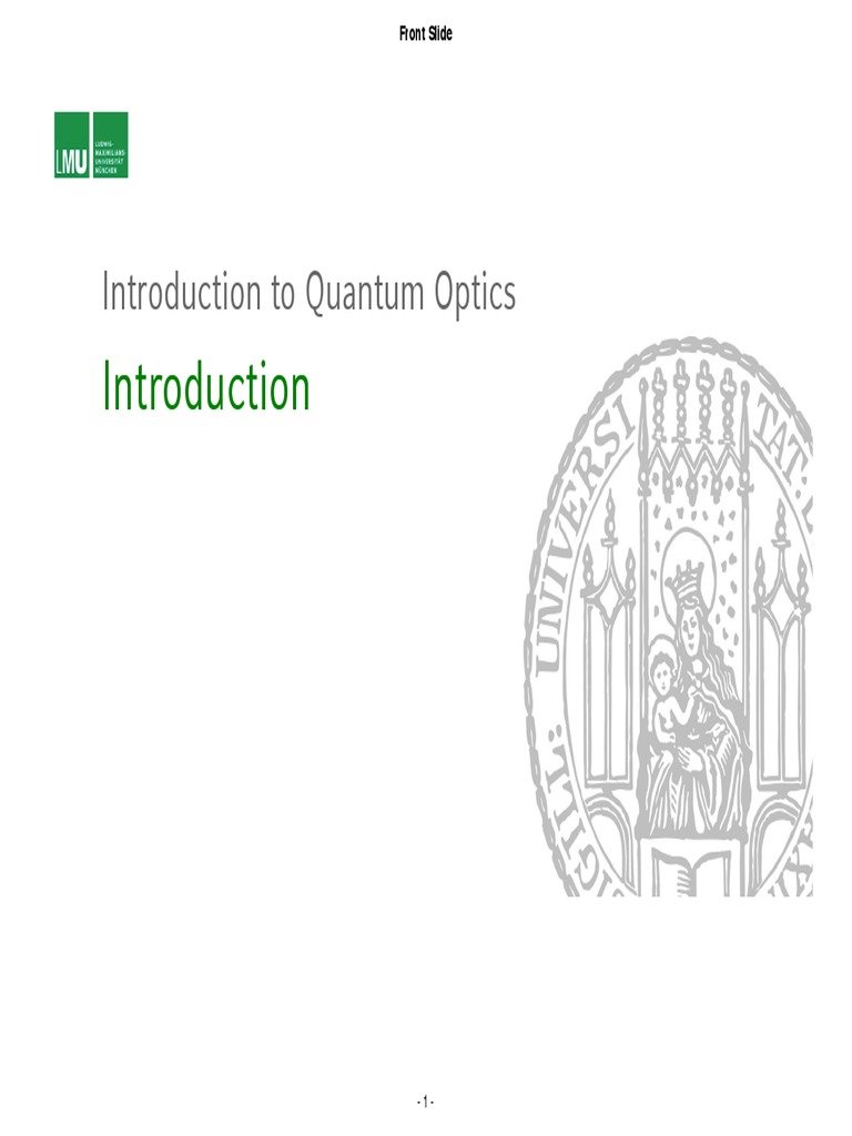 Quantum Optics PDF Quantum Optics Radiation