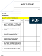 Internal Quality Audit Checklist