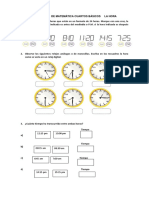 Guía matemática cuartos básicos horas