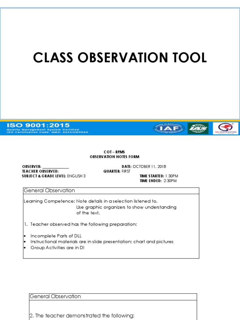 cot observation tool Educational Technology Learning Free 30day