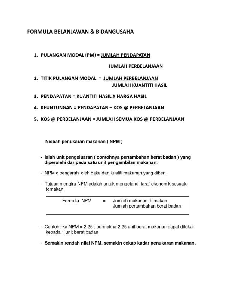 Formula Belanjawan Bidangusaha Pdf