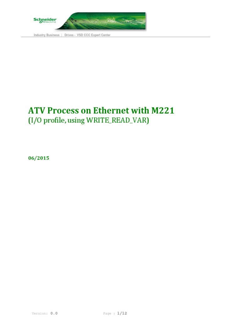ATV Process On Ethernet With M221: (I/O Profile, Using WRITE - READ ...