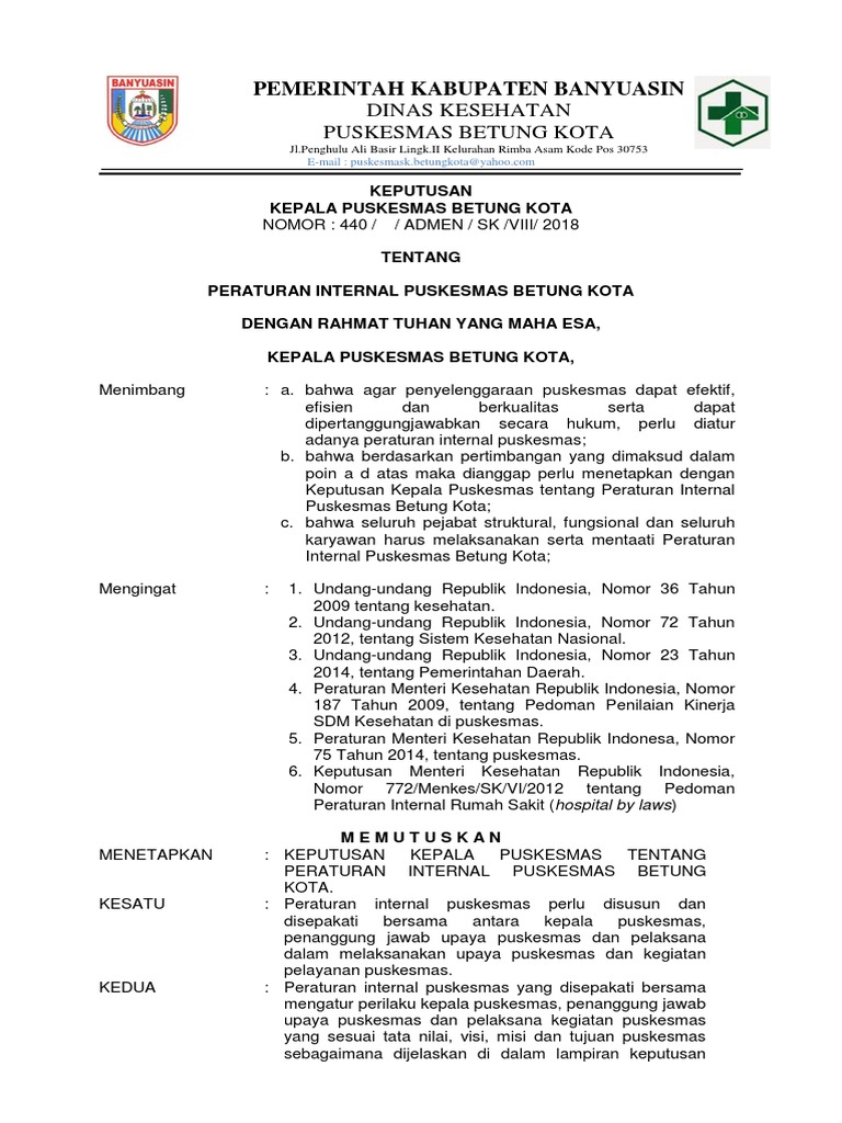 SK Peraturan Internal | PDF