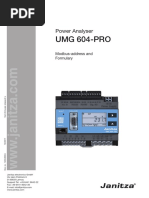 Janitza UMG 604 PRO Modbus Address List and Formulary en PDF