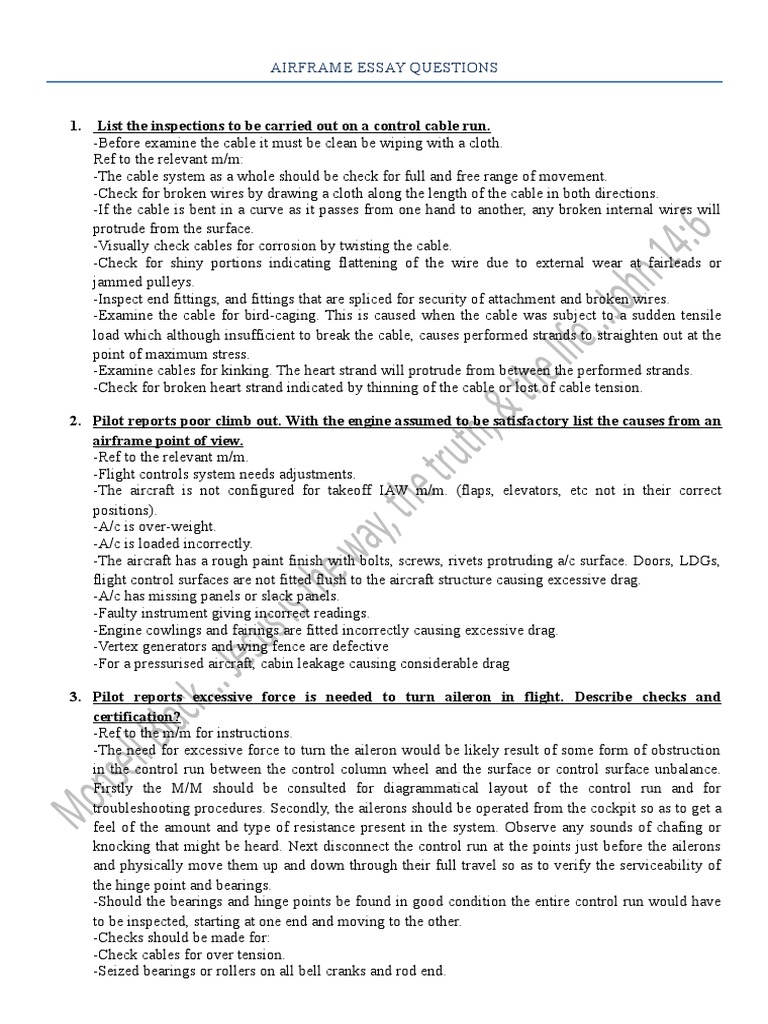 Airframe Essay Questions PDF Valve Pump