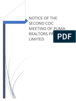 Notice For 2nd CoC Meeting - of Puma Realtors P LTD