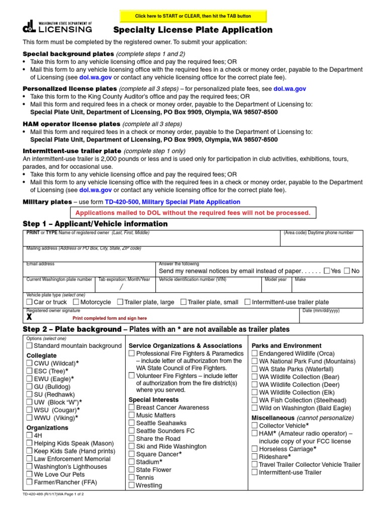 Specialty License Plate Application Guide | PDF | Vehicle Registration ...