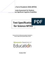 Test Specifications For Science MTAS