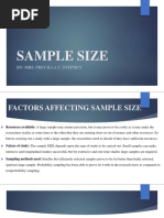 Sample Size: By: Mrs. Precilla C. Stephen