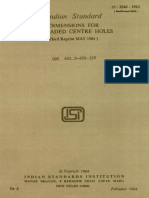 Dimensions for Threaded Centre Holes