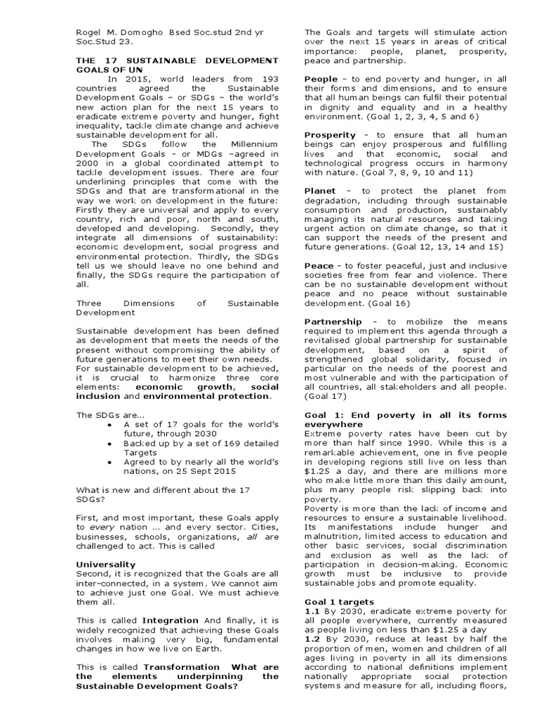 The 17 Sustainable Development Goals of Un | PDF | Sustainability ...