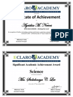 Certificate of Achievement: Ayeishia M. Nerves