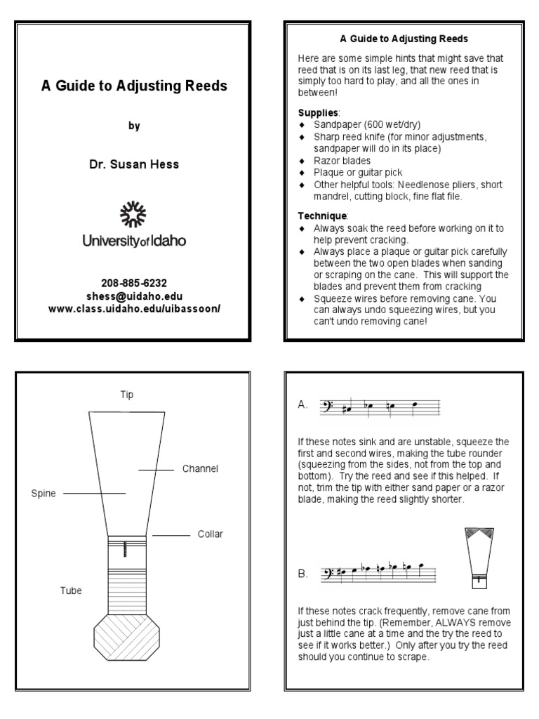 Bassoon Reed Adjustment Guide | PDF | Musical Instruments | Woodwind ...