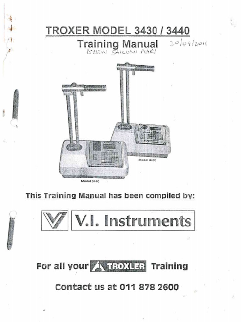 Troxler Model 34403440 Training Manual