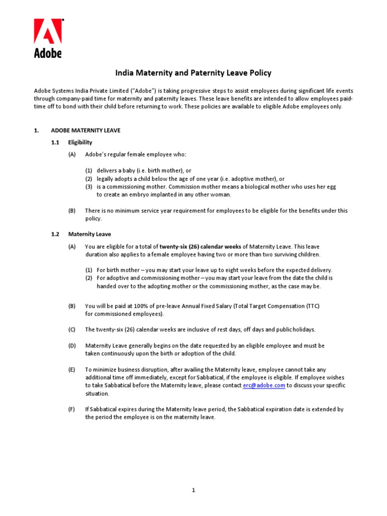 Maternity and Paternity LeavePolicy OF ADOBE PDF Parental Leave