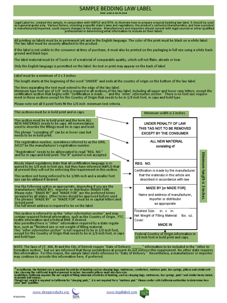 Uniform Law Labels Bedding and Furniture (2) Nature
