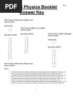 Grade 8 Physics Booklet Answer Key: Unit 3 Lesson 2 (Interaction of Light Waves) Answer Section