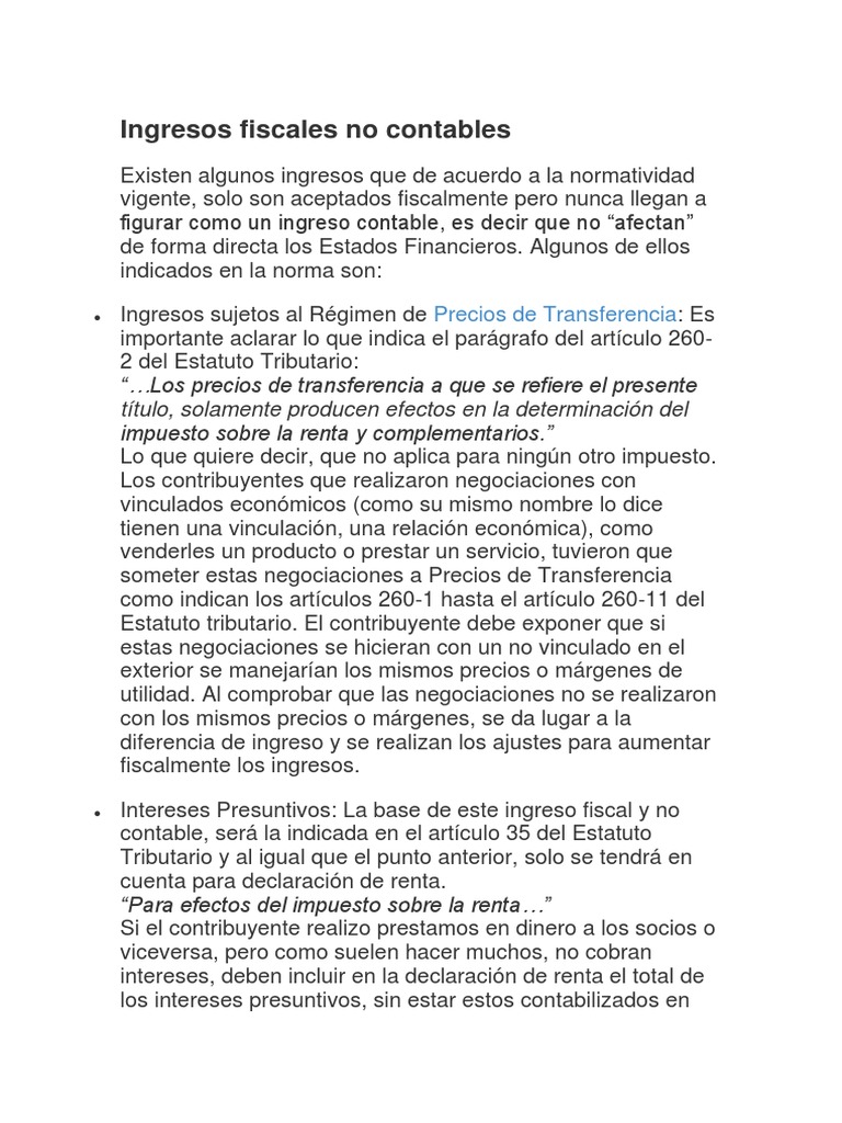 Ingresos Fiscales y Contables No Fiscales | PDF | Impuestos | Contabilidad