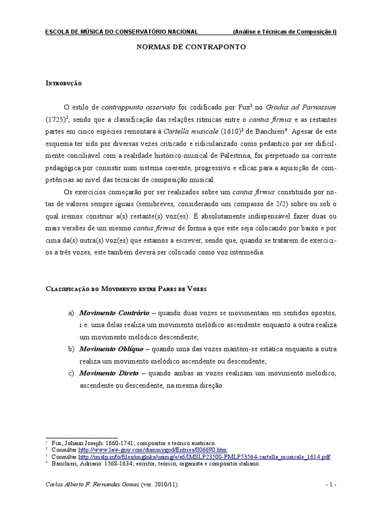 Normas de Contraponto Musical | PDF | Acorde (música) | Técnicas musicais