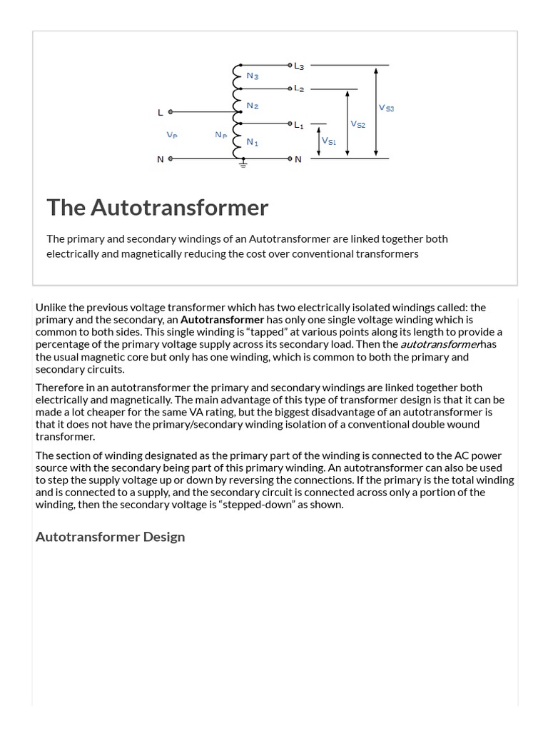 Autotransformer Overview and Applications | PDF | Transformer ...