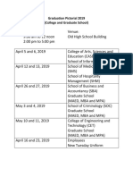 2019 Graduation Pictorial Schedule