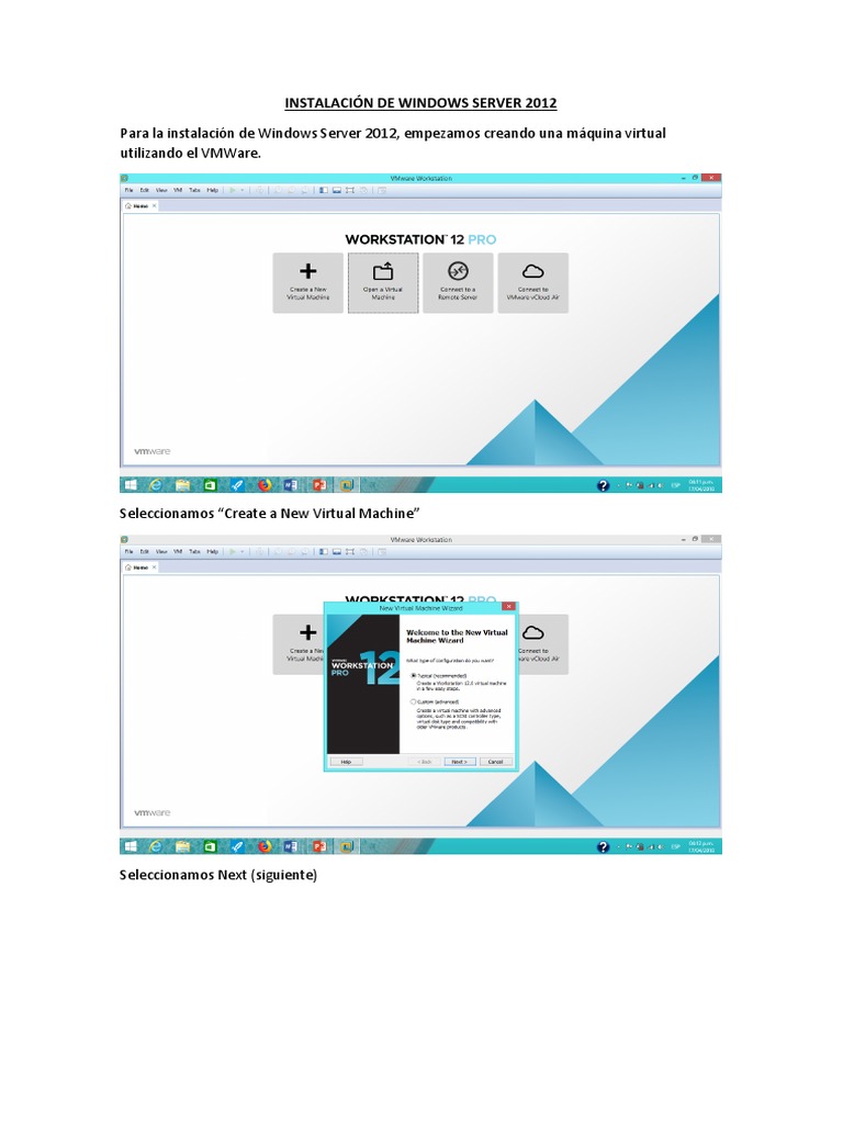 Instalación de Windows Server 2012 | PDF | Servidor (Computación) | V Mware